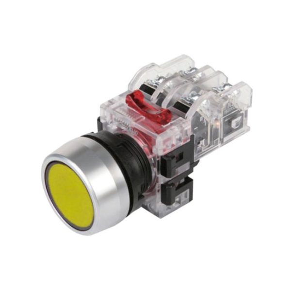 Nút nhấn không đèn viền nhôm màu vàng MRF-RM2Y