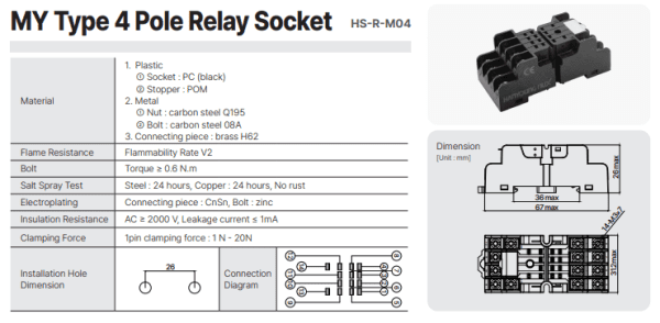 Đế rơ le 14 chân nhỏ Hanyoung HS-R-M04 - Ảnh 3